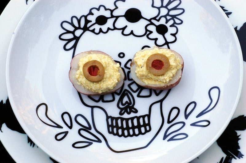 Vegan Deviled Potatoes for Halloween from Healthy Slow Cooking made with @tastefulselect #katieskrops