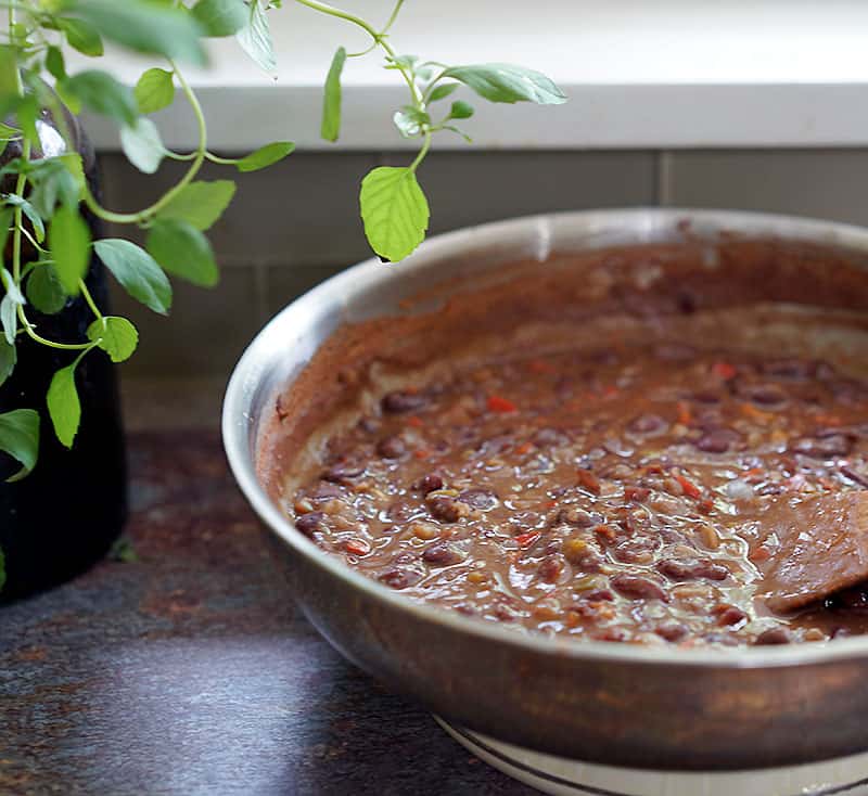 Cheater Red Beans and Rice in a saute pan
