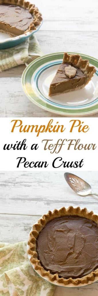 Gluten-free Vegan Pumpkin Pie with a Teff Flour Pecan Crust