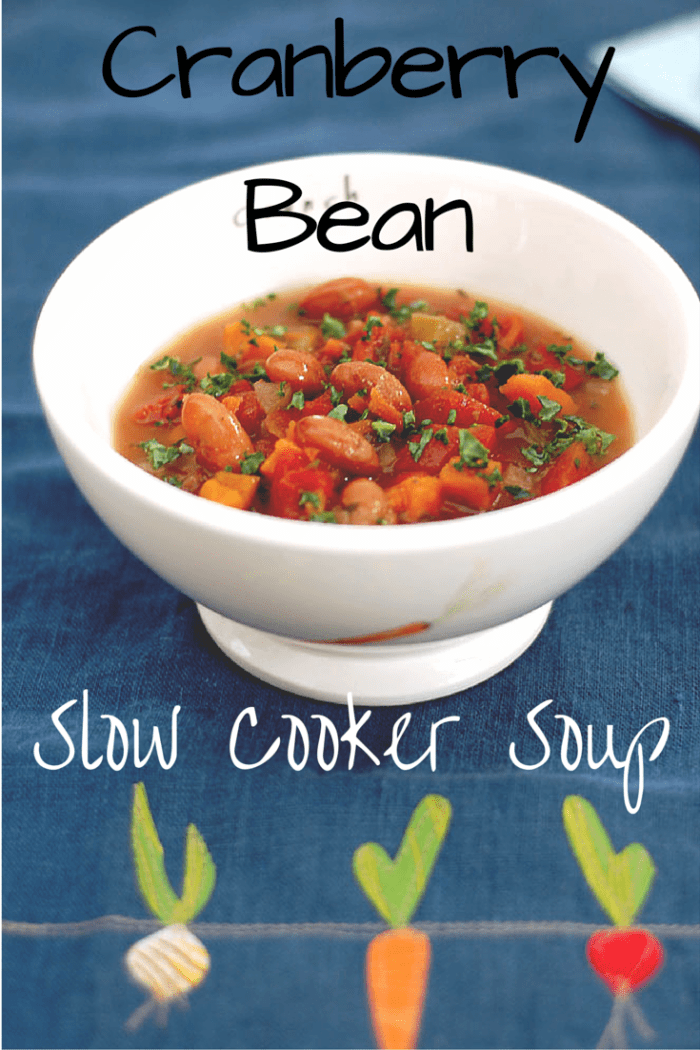 Italian Slow Cooker Cranberry Bean Soup with Greens